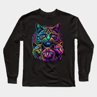 Colorful melting Cat with UV color designe #3 Long Sleeve T-Shirt